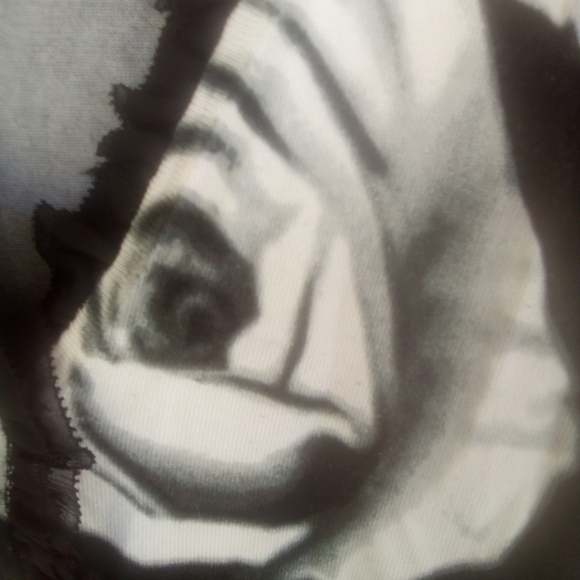 Women's Black Button up Cardigan Sweater with White Roses Size Small - Picture 3 of 5